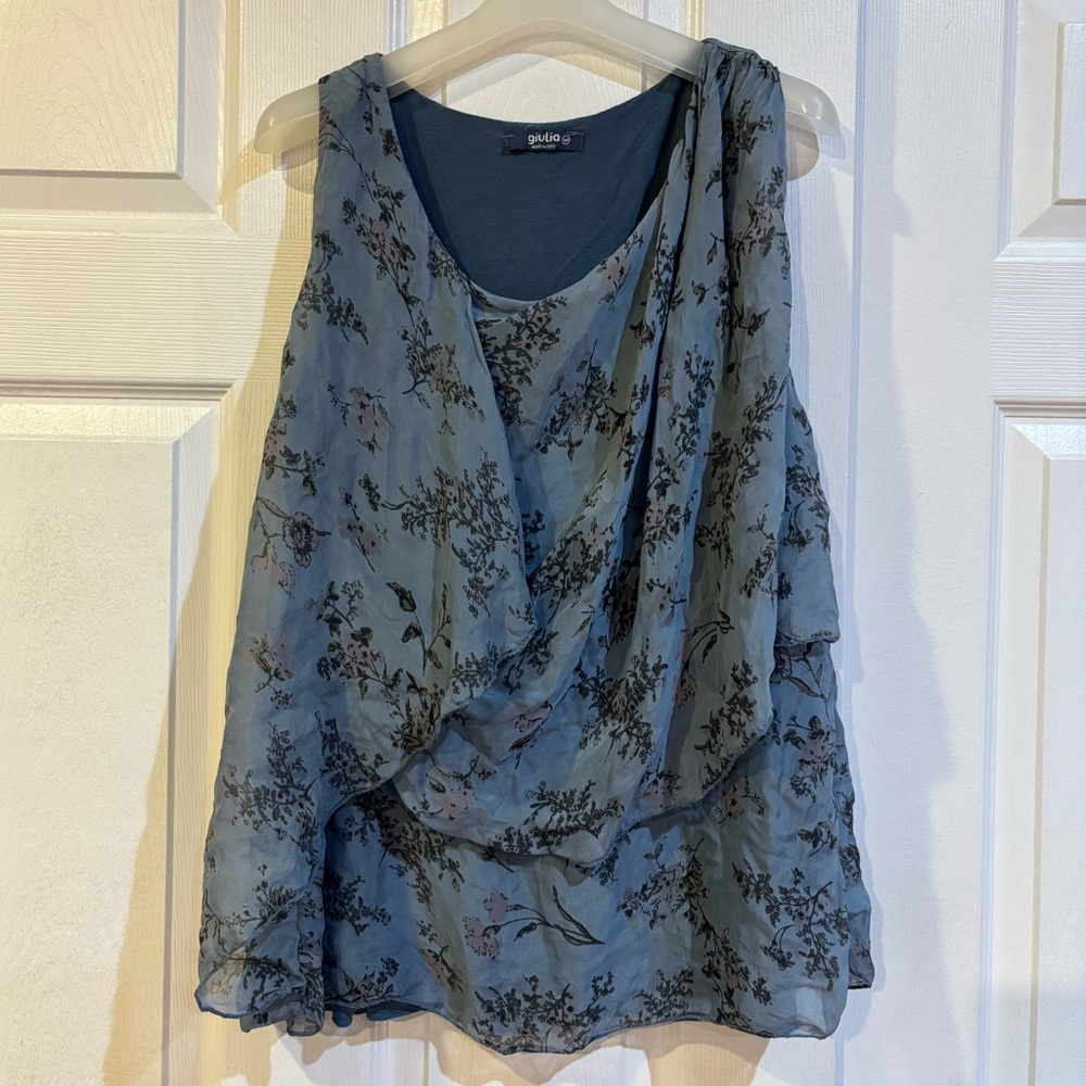 Silk Floral Flowy Tank Blouse